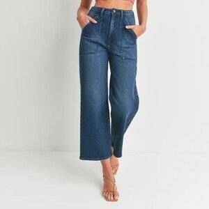 WORN ONCE The Patch Pocket Wide Leg Dark Denim Size 29